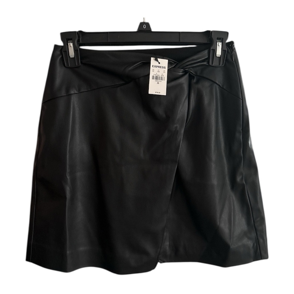 NWT Express Black Faux Leather Skirt